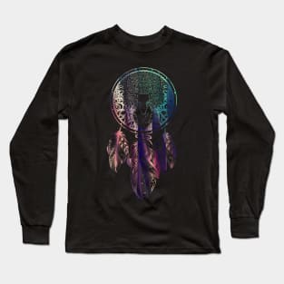 Deer Revealed in Dream Catcher, Deep Ocean Shadows Long Sleeve T-Shirt